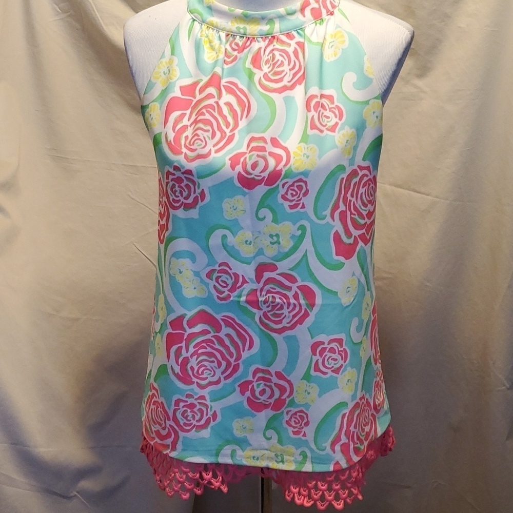 Set to Sable Floral and Lace Slip Dress SZ MD